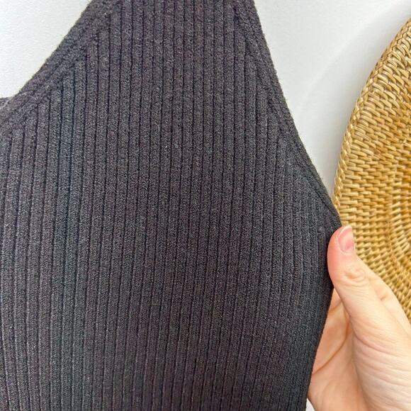 Eloquii Neutral Black Ribbed Knit Sleeveless Midi Tank Dress Plus Size 22/24 - Picture 5 of 6